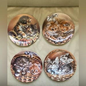 Basket of Love Cat-Bradex Collector Plates Lot Of 4